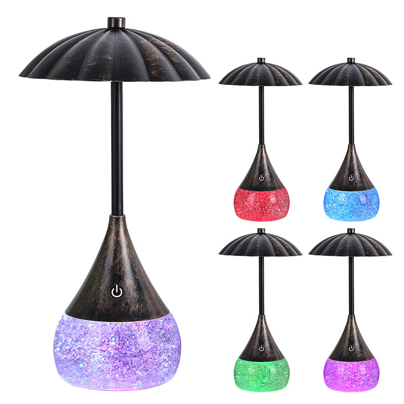 Lampa de birou cu LED -uri ușoare naturale cu sticlă cu sclipici RGB