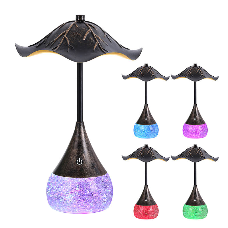 Lampa de birou cu LED -retor cu bază de sclipici RGB