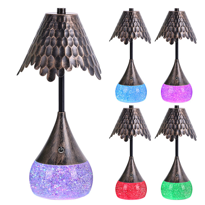 Lampa de birou LED cu nuanță retor cu bază de sclipici RGB