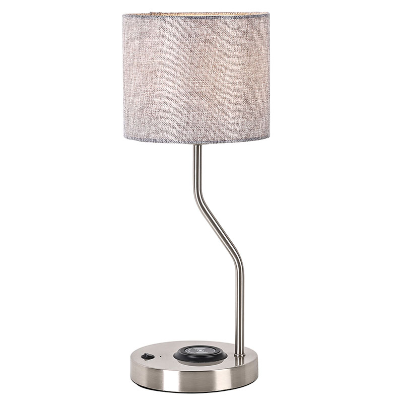 Lampa de birou incarcator telefon wireless cu abajur din material textil